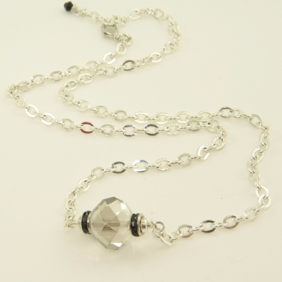 Silver Tone Necklace with Crystal Pendant - Picture 2 of 8